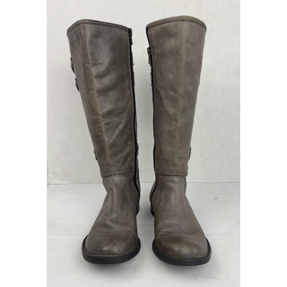 Born Attila Leather Boots Size 6 Grey/Taupe Knee-high Riding Round Toe - Picture 13 of 13
